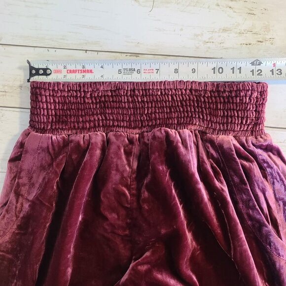 Anthropologie Gloria Velvet Velour Joggers Burgundy Womens Sm Athleisure - Picture 5 of 8